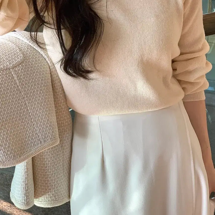 [BUNJANG] Fine Thank You Loveable Slit Back Banding Long Skirt - Ivory / 단종 새상품)파인땡큐 러블 트임 뒷밴딩 롱스커트 - 아이보리
