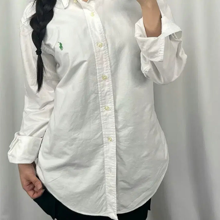 [BUNJANG] Polo Ralph Lauren Green Pony Oxford Shirt White / 폴로 그린 포니 화이트 옥스퍼드 셔츠