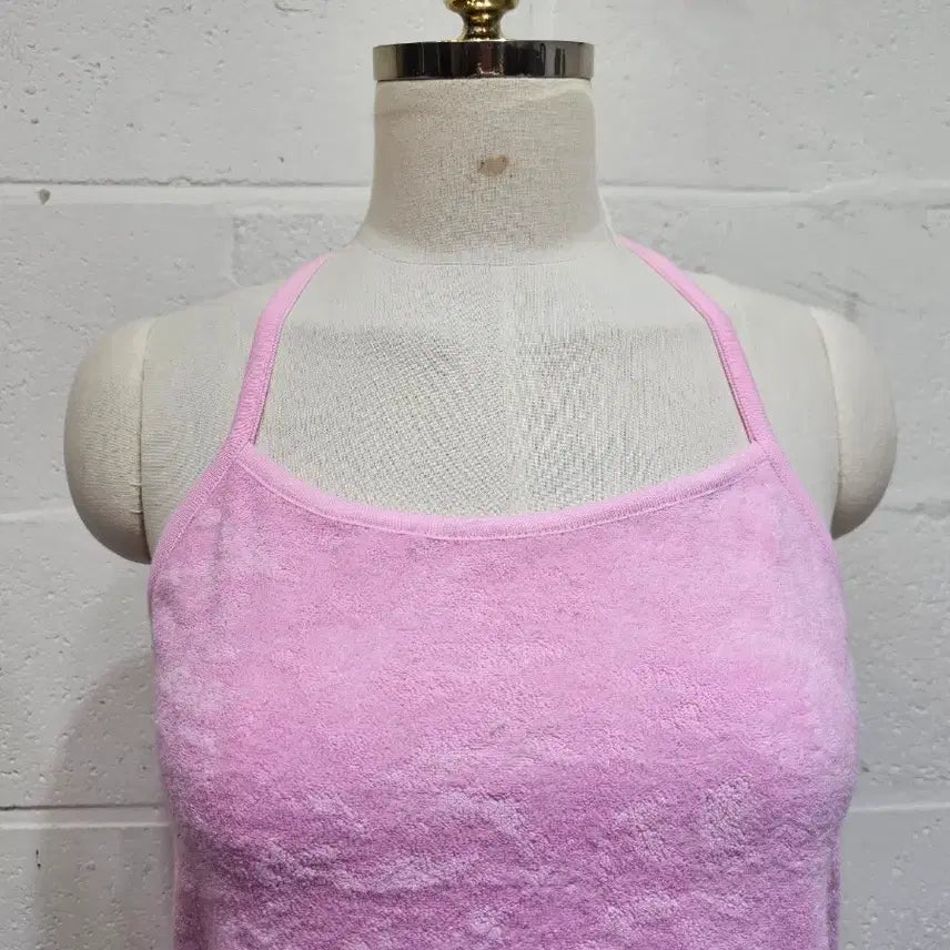 [BUNJANG] Haltersneck A-Line Dress Towel Material - Pink / 세미a라인 타올재질의 홀터넥 원피스- 분홍