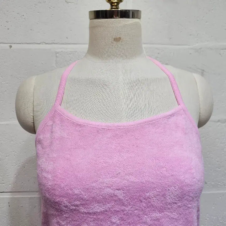 [BUNJANG] Haltersneck A-Line Dress Towel Material - Pink / 세미a라인 타올재질의 홀터넥 원피스- 분홍