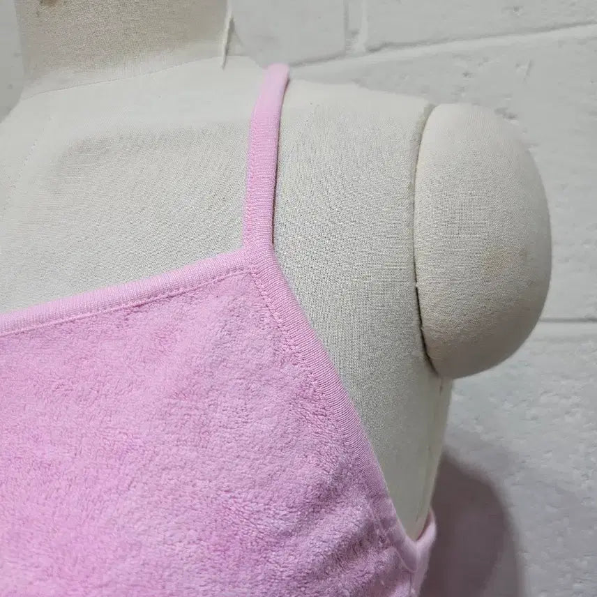 [BUNJANG] Haltersneck A-Line Dress Towel Material - Pink / 세미a라인 타올재질의 홀터넥 원피스- 분홍