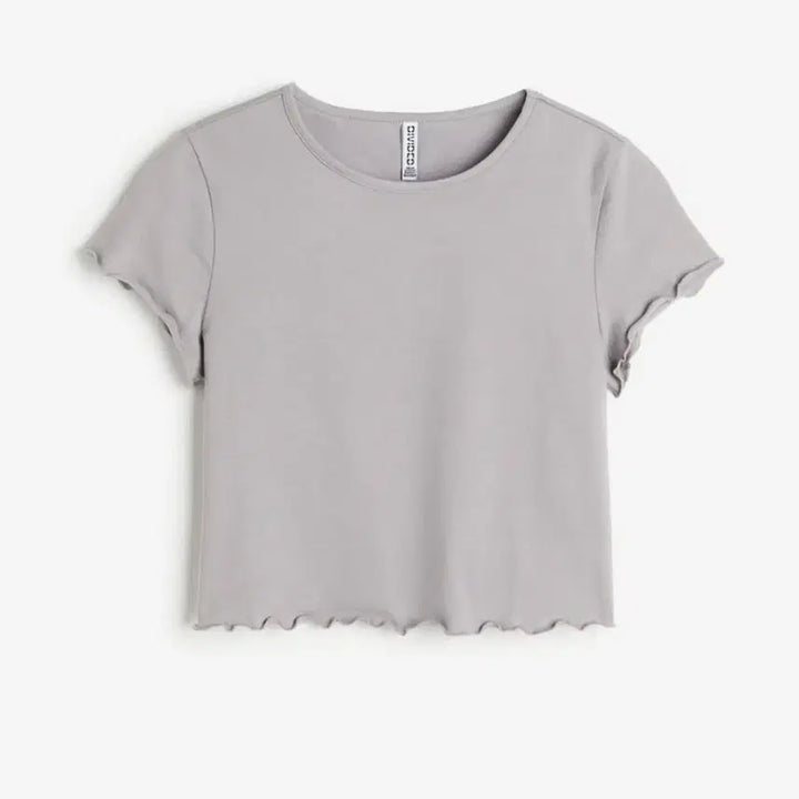 [BUNJANG] H&amp;M Shirred Wave Short Sleeve T-Shirt - Grey / 새상품)단종 h&amp;m 셔링 물결 반팔 티셔츠-그레이