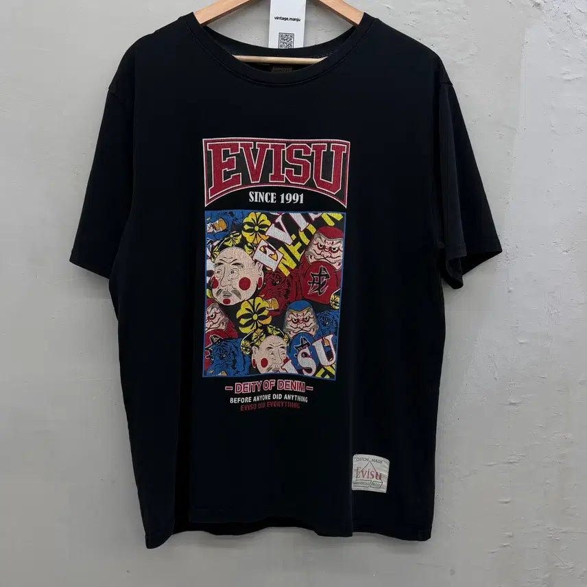 [BUNJANG] Evisu Daruma Printing T-Shirt Black 2XL / (2XL) 에비수 다루마 프린팅 반팔 티셔츠 블랙
