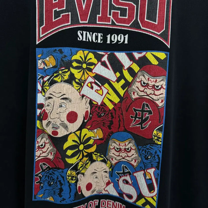 [BUNJANG] Evisu Daruma Printing T-Shirt Black 2XL / (2XL) 에비수 다루마 프린팅 반팔 티셔츠 블랙
