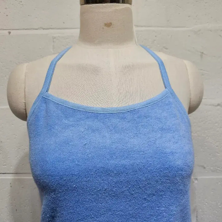 [BUNJANG] Terry Halterneck A-Line Dress - Sky Blue / 세미a라인 타올재질의 홀터넥 원피스- 하늘색