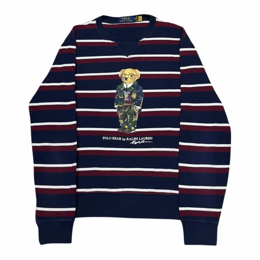 [BUNJANG] Polo Ralph Lauren QR Stripe Bear Sweatshirt Size S / 폴로 랄프로렌 QR 스트라이프 베어 곰돌이 맨투맨 S