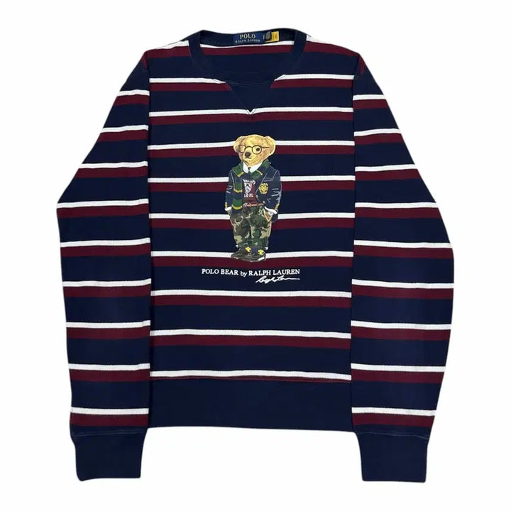 [BUNJANG] Polo Ralph Lauren QR Stripe Bear Sweatshirt Size S / 폴로 랄프로렌 QR 스트라이프 베어 곰돌이 맨투맨 S