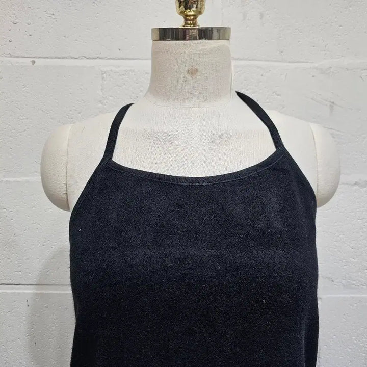 [BUNJANG] Semi A-Line Terry Cloth Halterneck Dress - Black / 세미a라인 타올재질의 홀터넥 원피스- 블랙