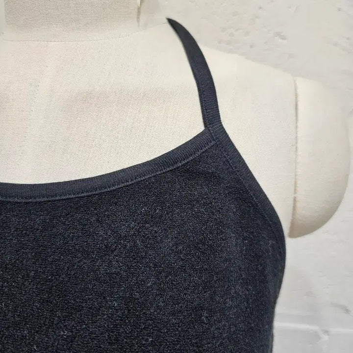 [BUNJANG] Semi A-Line Terry Cloth Halterneck Dress - Black / 세미a라인 타올재질의 홀터넥 원피스- 블랙