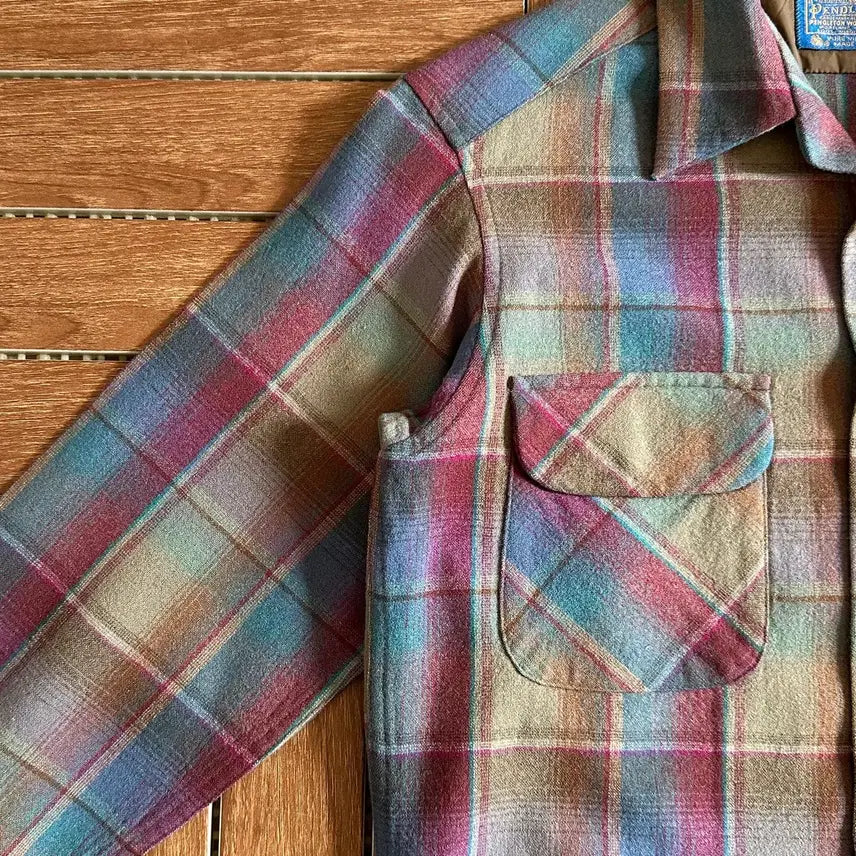 [BUNJANG] 70s Pendleton USA Plaid Board Wool Shirt Size S / 70s 펜들턴 Pendleton usa 플레이드 보드 울 셔츠 S