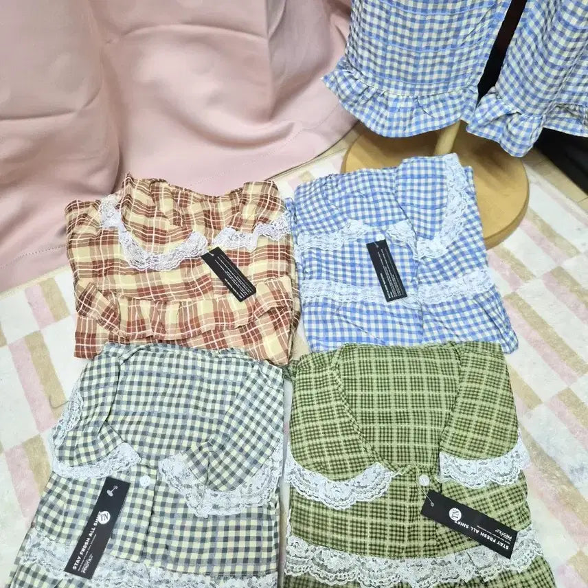 [BUNJANG] Checkered Pattern Lace Dress (4 Types) / 체크 패턴 레이스 원피스 (4종)