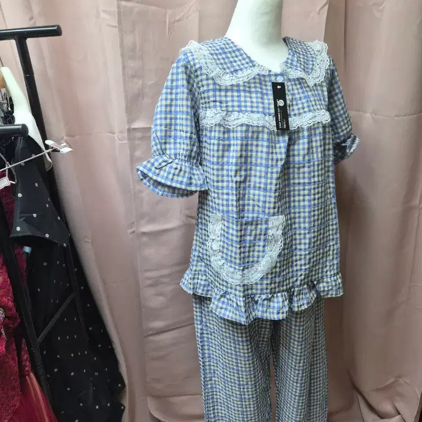 [BUNJANG] Checkered Pattern Lace Dress (4 Types) / 체크 패턴 레이스 원피스 (4종)
