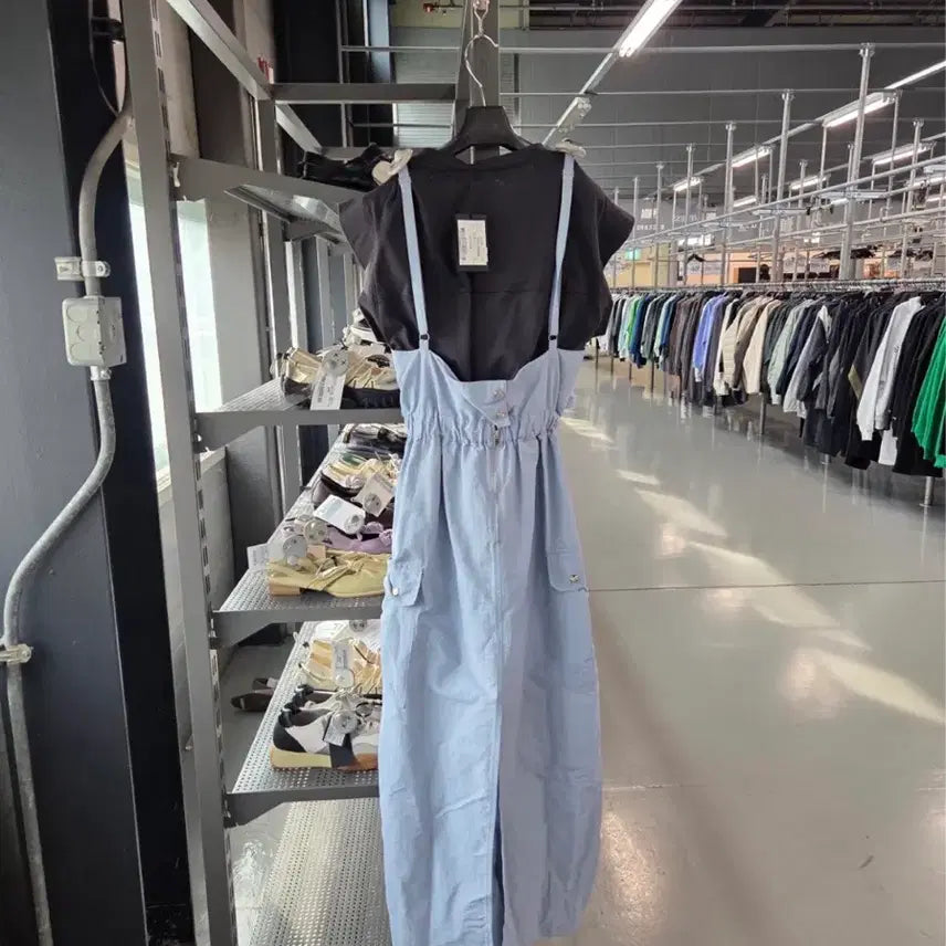 [BUNJANG] System Blue Long Sleeve Dress with Black T-Shirt Set / 시스템 원피스