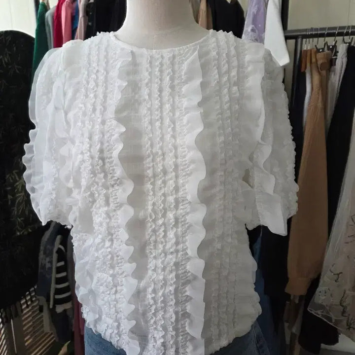 [BUNJANG] Frill Blouse White / 프릴 블라우스 흰색