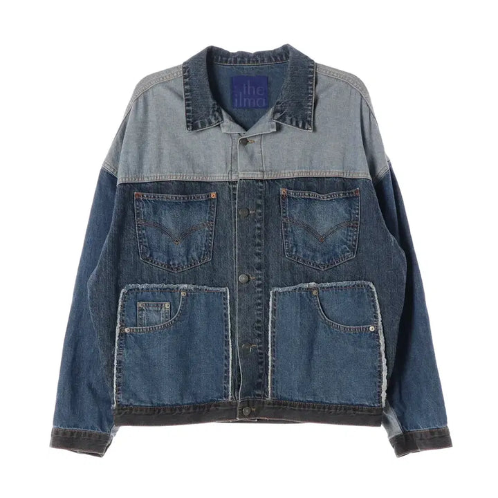 [BUNJANG] Theilma Patchwork Colorblock Denim Jacket / 더일마 패치워크 배색 데님 재킷