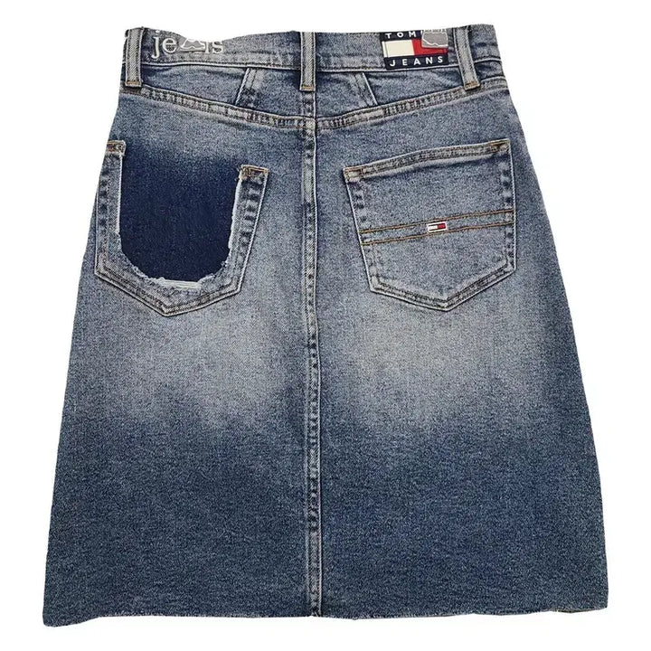 [BUNJANG] Tommy Hilfiger Vintage Wash Denim Mini Skirt XXS / 타미힐피거 빈티지 워싱 데님 미니스커트 XXS