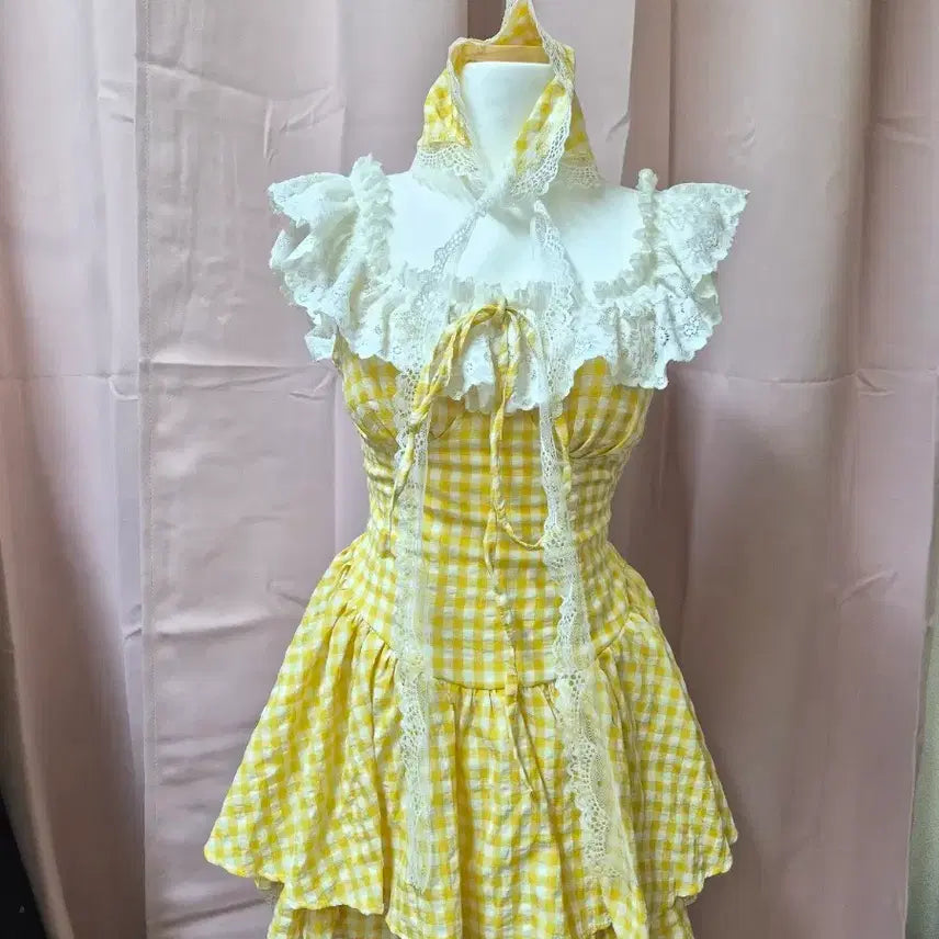 [BUNJANG] Checkered Frill Dress / 체크 무늬 프릴 원피스