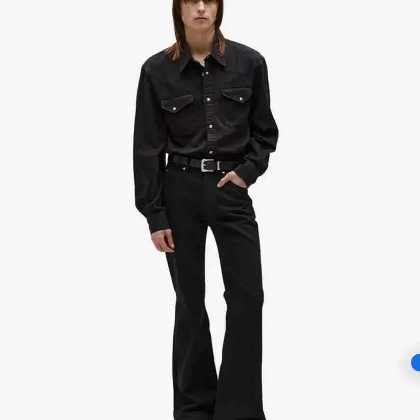 [BUNJANG] Elmood Terry Denim Shirt Pure Black / 엘무드 LMOOD 테리 데님 셔츠 퓨어 블랙