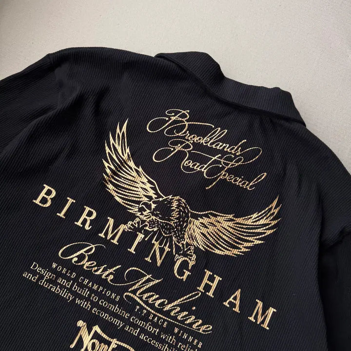 [BUNJANG] Norton Gold Metal Eagle Embroidery Ribbed Polo Shirt / Norton 골드 메탈 이글 자수 골지 폴로 셔츠