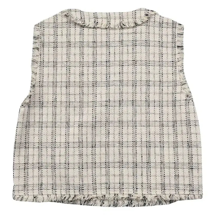 [BUNJANG] MISO Check Cream Tweed Knit Vest / 미쏘 체크 크림 트위드 니트 조끼 160/84A S