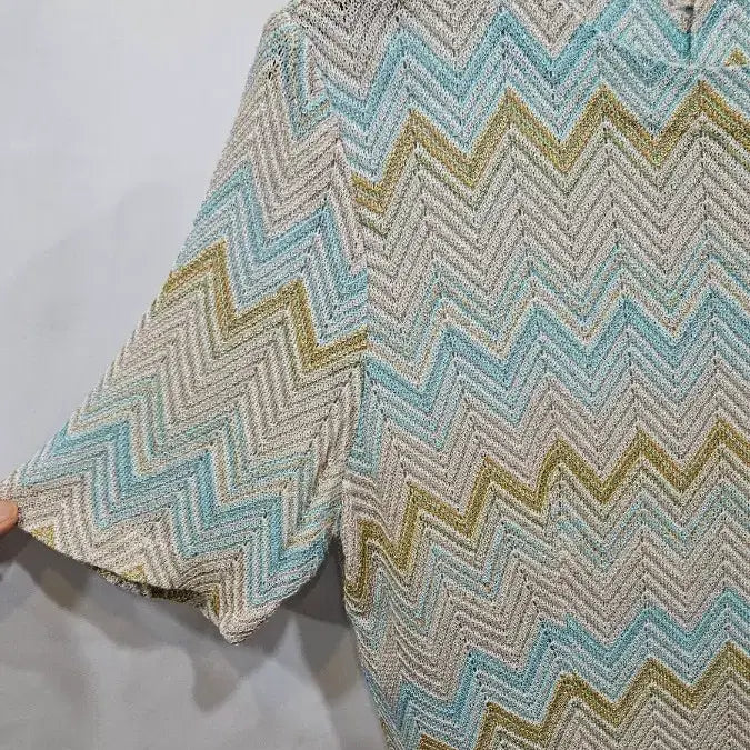 [BUNJANG] Japanese Pastel Wave Pattern Crop Knit L / 일본제 파스텔톤 물결무늬 크롭니트 L  ss9