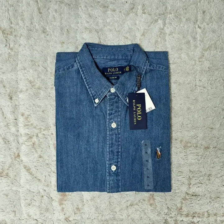 [BUNJANG] Polo Ralph Lauren Classic Fit Medium Wash Denim Shirt XL / 폴로 랄프로렌 중청 데님 셔츠 클래식핏 XL 새상품