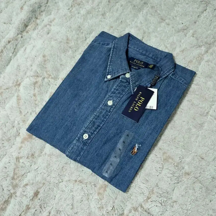 [BUNJANG] Polo Ralph Lauren Classic Fit Medium Wash Denim Shirt XL / 폴로 랄프로렌 중청 데님 셔츠 클래식핏 XL 새상품