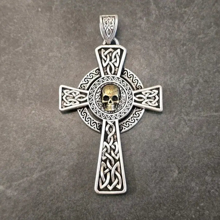 [BUNJANG] USA 925 Sterling Silver Celtic Cross Pendant with Skull Accent / USA 925 스털링 실버 켈트 십자가 팬던트