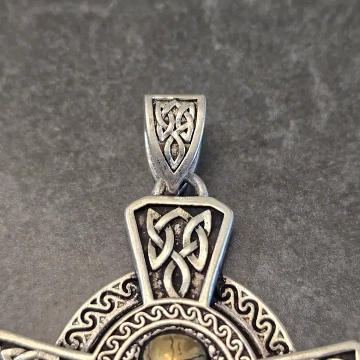 [BUNJANG] USA 925 Sterling Silver Celtic Cross Pendant with Skull Accent / USA 925 스털링 실버 켈트 십자가 팬던트