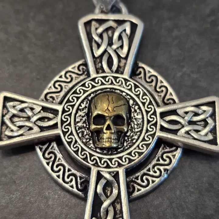 [BUNJANG] USA 925 Sterling Silver Celtic Cross Pendant with Skull Accent / USA 925 스털링 실버 켈트 십자가 팬던트