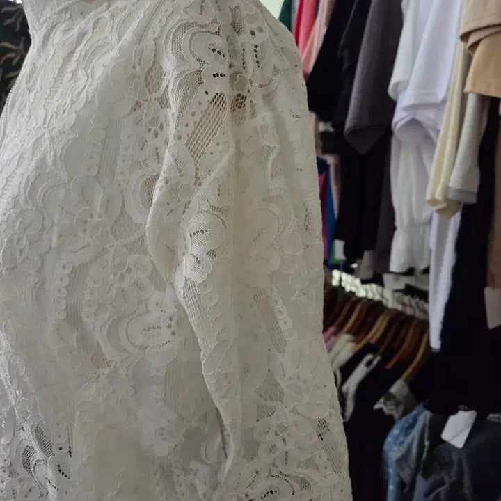 [BUNJANG] Lace Zip-Up Jacket White / 레이스 집업 자켓 화이트