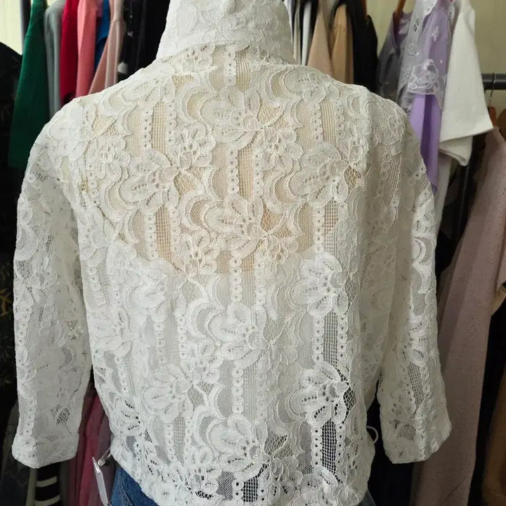 [BUNJANG] Lace Zip-Up Jacket White / 레이스 집업 자켓 화이트