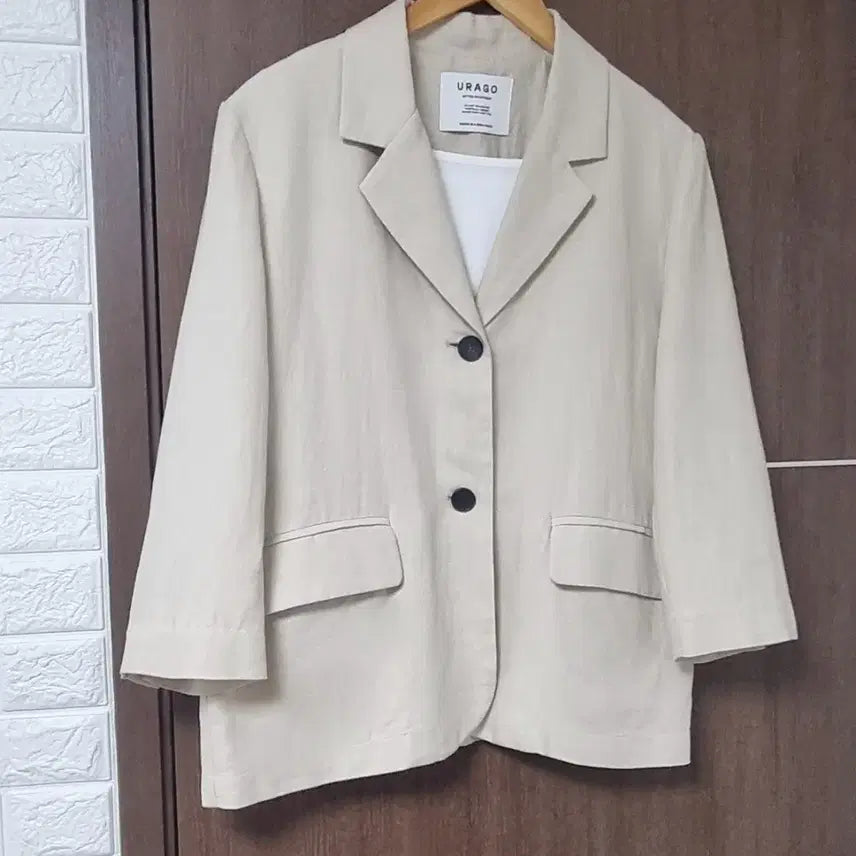 [BUNJANG] URAGO Linen Loose Fit 7-Sleeve Jacket Beige / 유라고 자켓