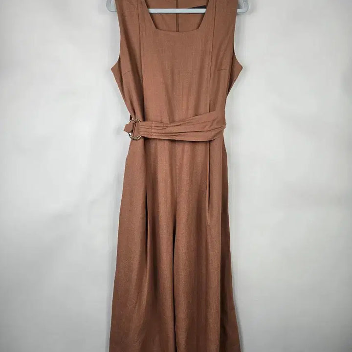 [BUNJANG] LeShop Linen Blend Sleeveless Belt Wide Crop Jumpsuit / [무료배송]르샵 F 린넨 마 혼방 민소매 벨트 와이드 크롭 점프수트