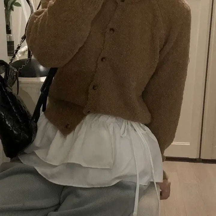 [BUNJANG] Layered Shirring Wrap Skirt with Ribbon and Cotton Frills / 새상품) 레이어드 셔링 랩 스커트/리본 끈/코튼 프릴/발레코어/커버업