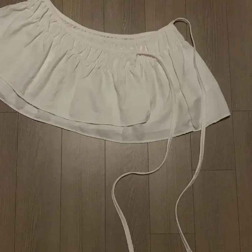 [BUNJANG] Layered Shirring Wrap Skirt with Ribbon and Cotton Frills / 새상품) 레이어드 셔링 랩 스커트/리본 끈/코튼 프릴/발레코어/커버업