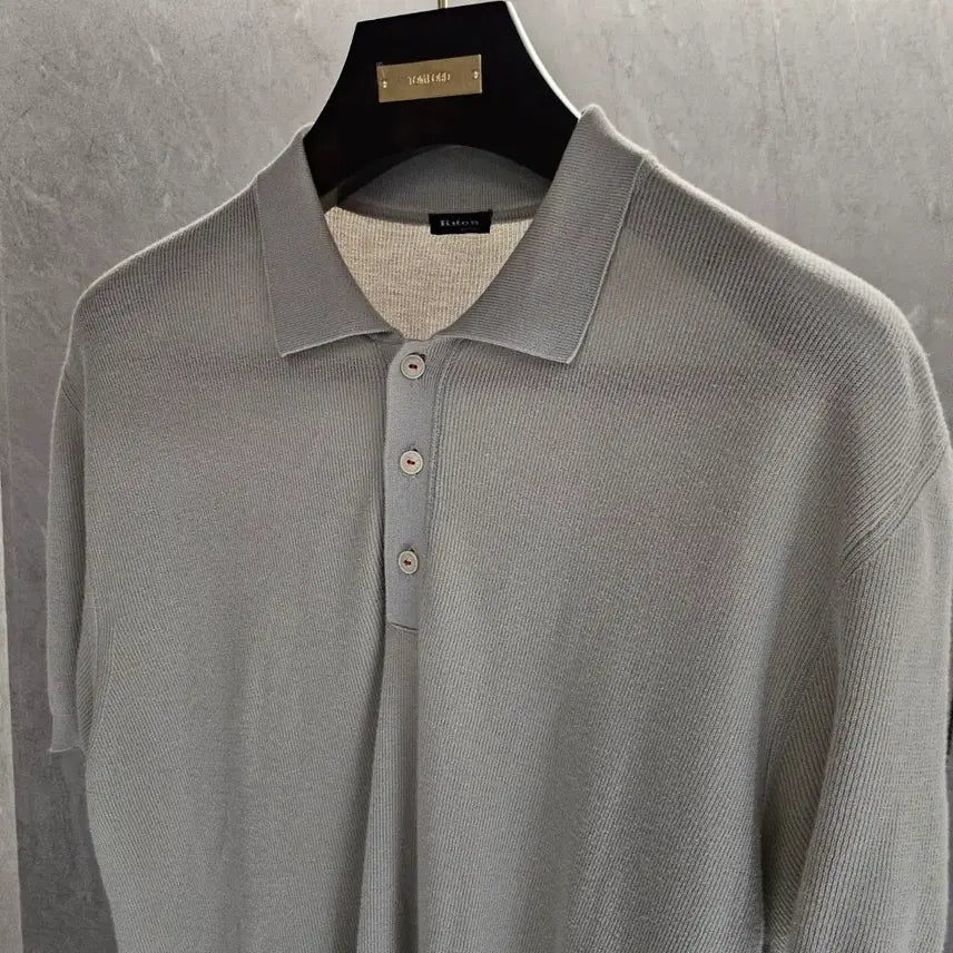 [BUNJANG] KROWN Knit Collar Short-Sleeve Polo T-Shirt / 키톤 니트 카라 PK 반팔 티셔츠