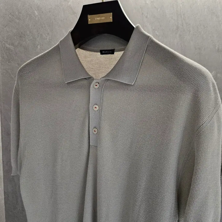 [BUNJANG] KROWN Knit Collar Short-Sleeve Polo T-Shirt / 키톤 니트 카라 PK 반팔 티셔츠