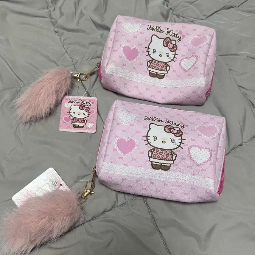 [BUNJANG] Hello Kitty Pink Leopard Cosmetic Pouch / 헬로키티 핑크 호피 화장품 파우치