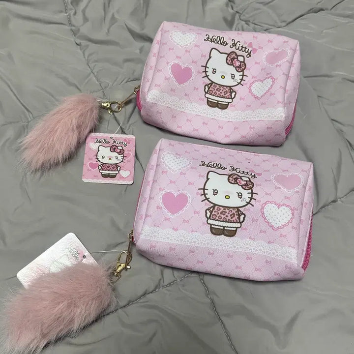 [BUNJANG] Hello Kitty Pink Leopard Cosmetic Pouch / 헬로키티 핑크 호피 화장품 파우치