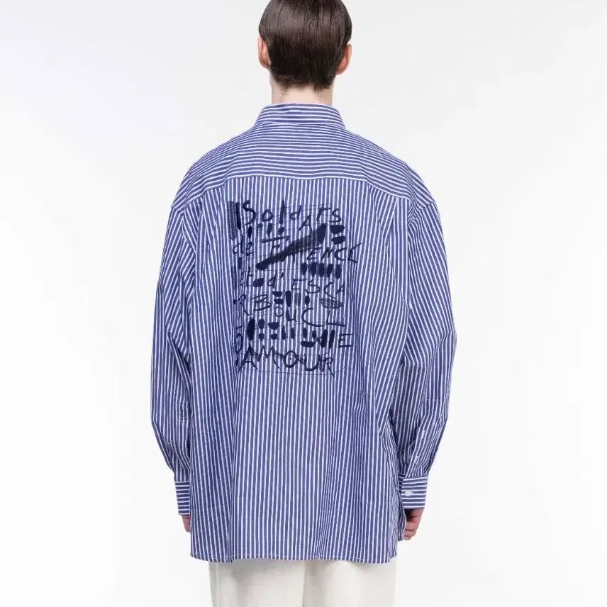 [BUNJANG] Ziozia Cali Gram Stripe Shirt (Size 105) / (택포) 지오송지오 칼리그램 스트라이프셔츠 105 C113