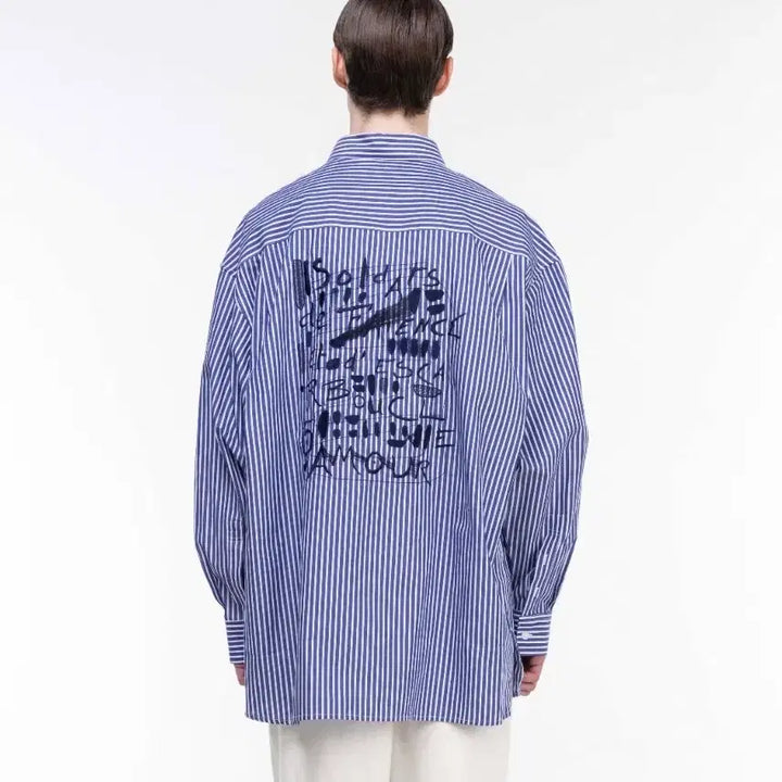 [BUNJANG] Ziozia Cali Gram Stripe Shirt (Size 105) / (택포) 지오송지오 칼리그램 스트라이프셔츠 105 C113
