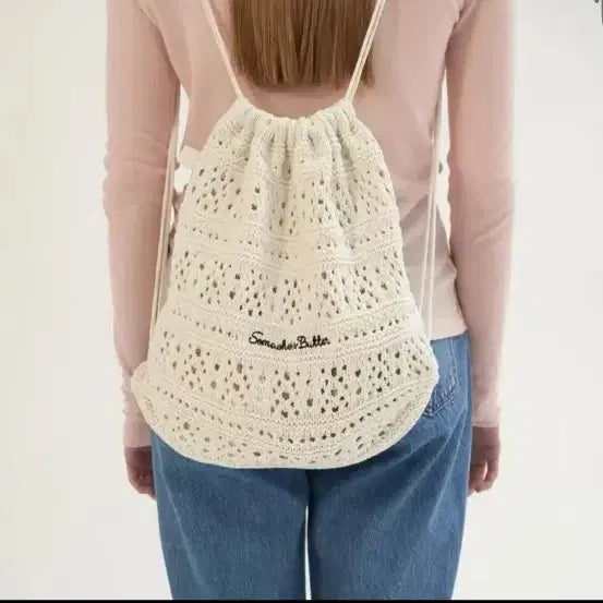 [BUNJANG] Somewhere Better Knit String Backpack / 썸웨어버터 니트 스트링 백  배낭