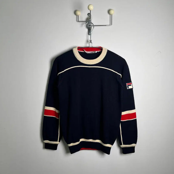 [BUNJANG] FILA Vintage Navy Knit Sweater / FILA 휠라 빈티지 네이비 니트 스웨터
