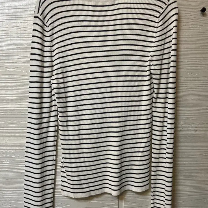 [BUNJANG] Eight Seconds Striped Ribbed Square Neck T-Shirt / 25년제조 에잇세컨즈 스트라이프 리브드 스퀘어넥 티셔츠