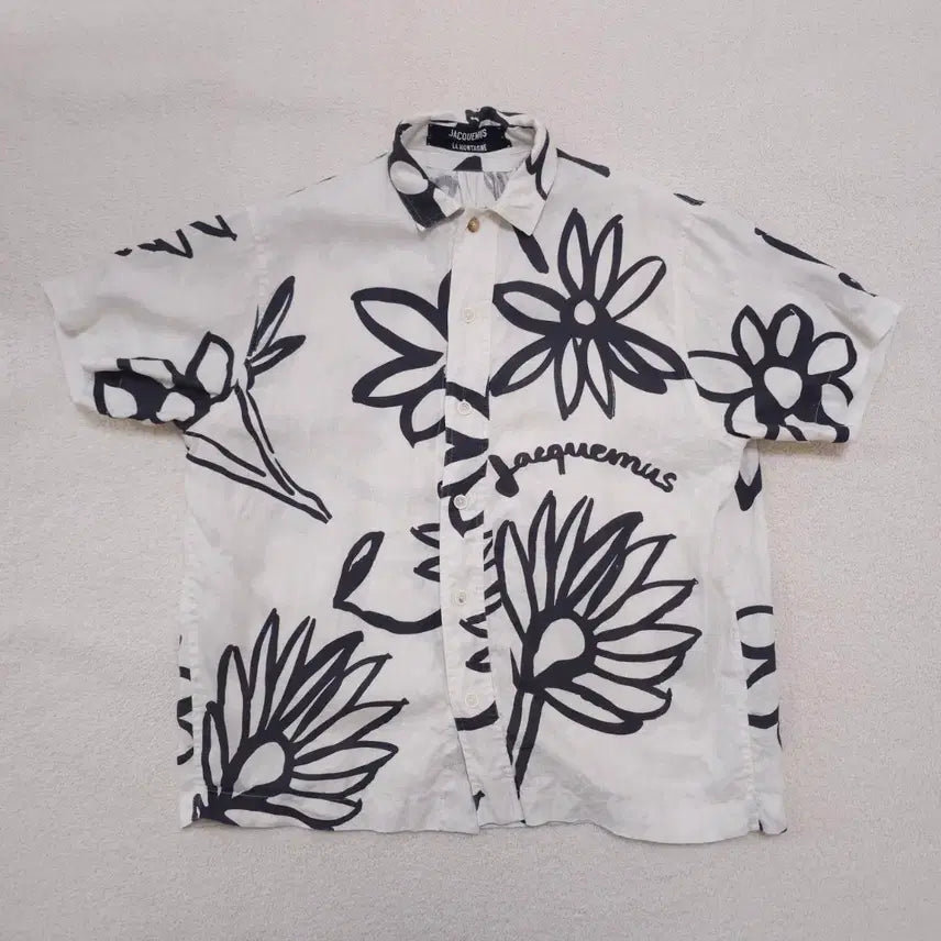 [BUNJANG] Jacquemus La Chemise Floral Linen Short Sleeve Shirt / L) 자크뮈스 라슈미즈 플로럴 린넨 반팔셔츠