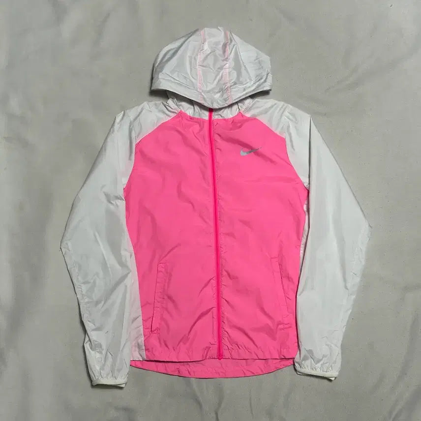 [BUNJANG] Nike Running Colorblock Windbreaker Jacket Pink White / L 나이키 러닝 핑크 화이트 배색 바람막이