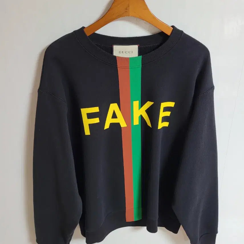 [BUNJANG] Gucci Black Fake Not Sweatshirt Medium / [M] 구찌 블랙 페이크 낫 맨투맨 635847 XJCXY