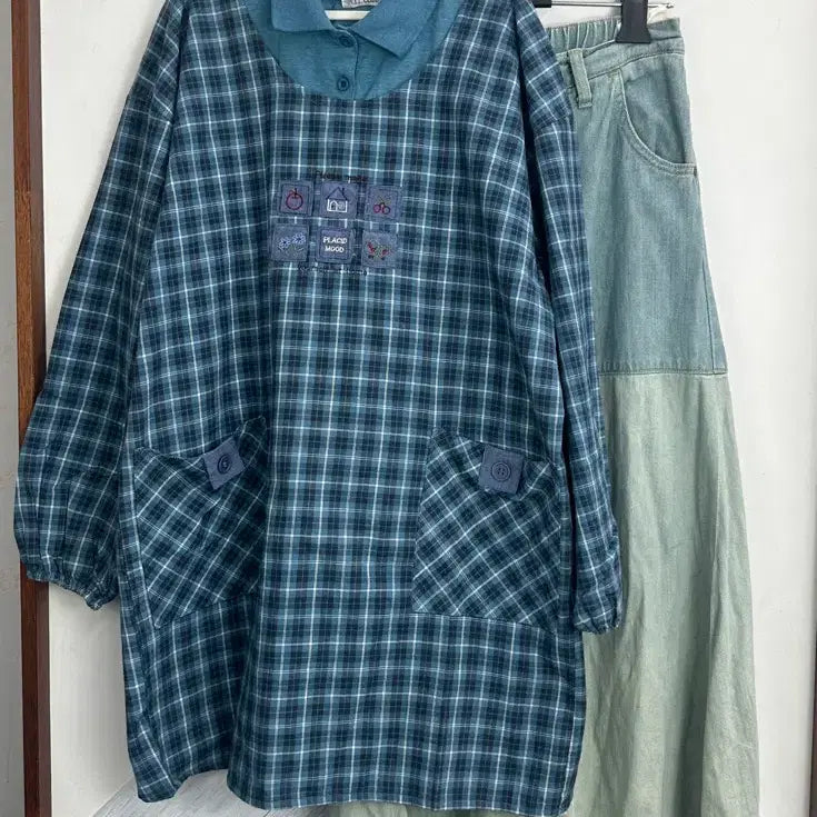 [SOLD OUT] 일본빈티지 러블리 하구미 모리걸 레이어드 청 데님 롱스커트 코디세트