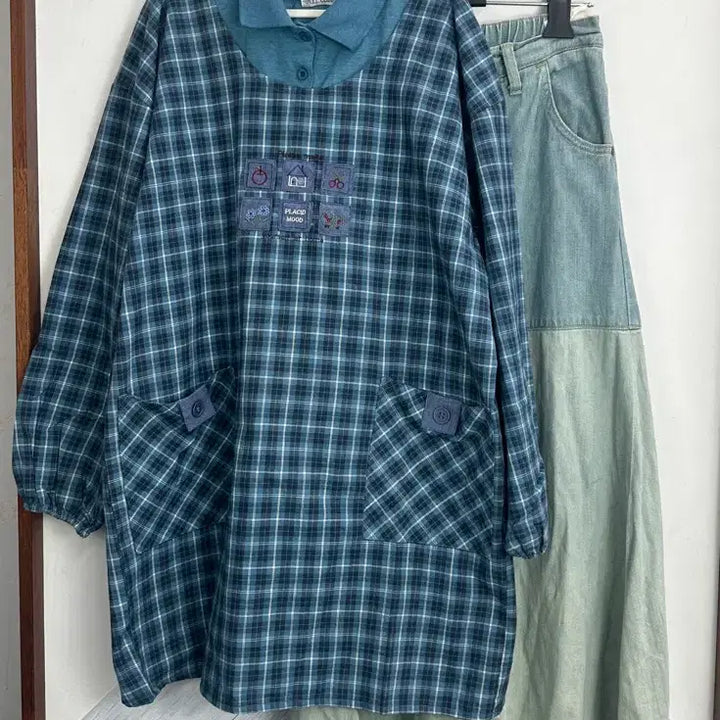 [SOLD OUT] 일본빈티지 러블리 하구미 모리걸 레이어드 청 데님 롱스커트 코디세트